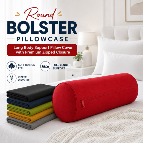 Round bolster pillowcase 100 - round, 100%