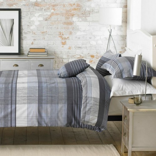 Melvern grey check duvet cover - check,