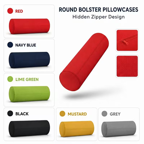 Round bolster pillowcase long - round,