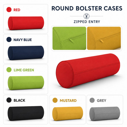 Round bolster pillowcase long - round,